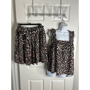 Who What Wear Women's Animal Print Tank/Skirt Set Outfit Black NEW ~ Size M/L